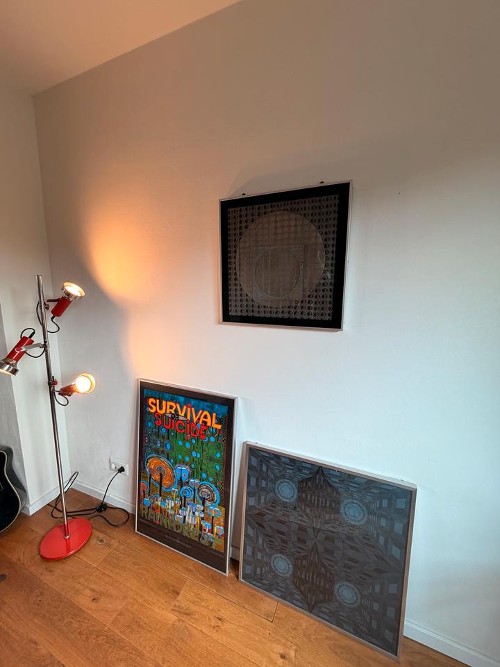 Vintage Op Art Wandobjekt Moiré Metall 1972 + Vasarely Buch – Ansicht 9
