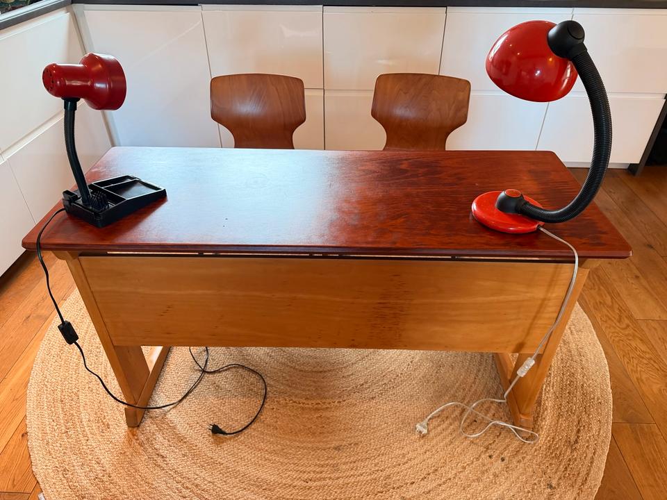 Vintage Casala Schreibtisch/Schulbank| 2 x Flötotto | Aufgearb. – Ansicht 6
