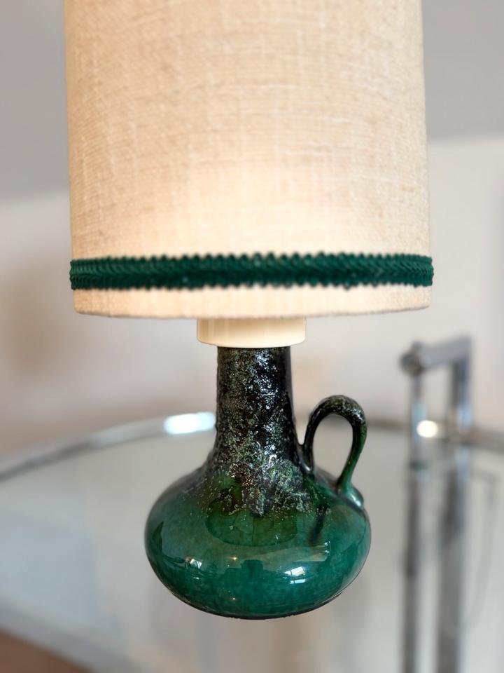 Vintage Fat Lava Tischlampe | Opalgrün Keramik | 60er 70er Jahre – Ansicht 4