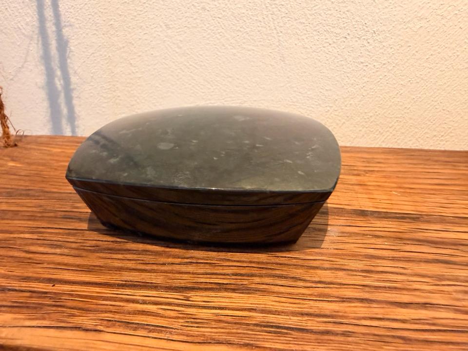 Vintage Naturstein Dose Mid Century Schatulle Marmor Serpentin 70 – Ansicht 7