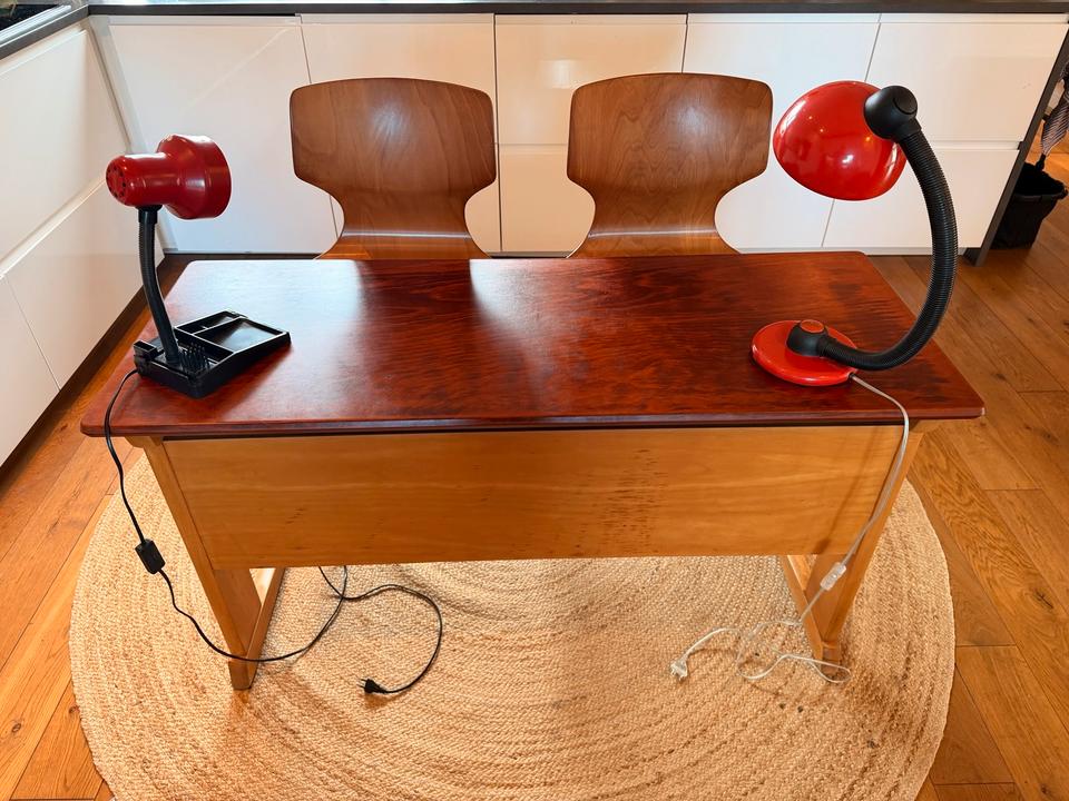 Vintage Casala Schreibtisch/Schulbank| 2 x Flötotto | Aufgearb. – Ansicht 3