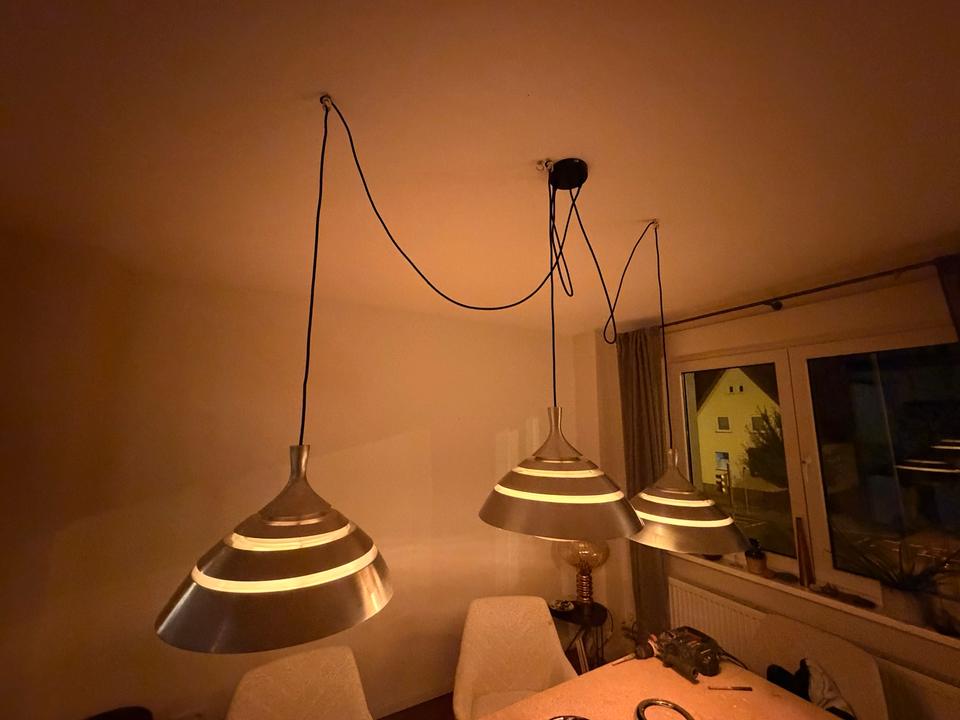 3er Set Hans-Agne Jakobsson Pendellampen Aluminium 60er Vintage – Ansicht 6