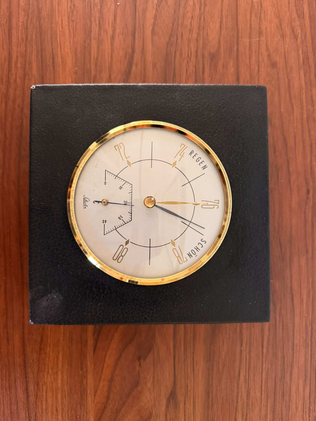 Scholz Barometer mit Thermometer | schwarzes Leder – Gesamtansicht