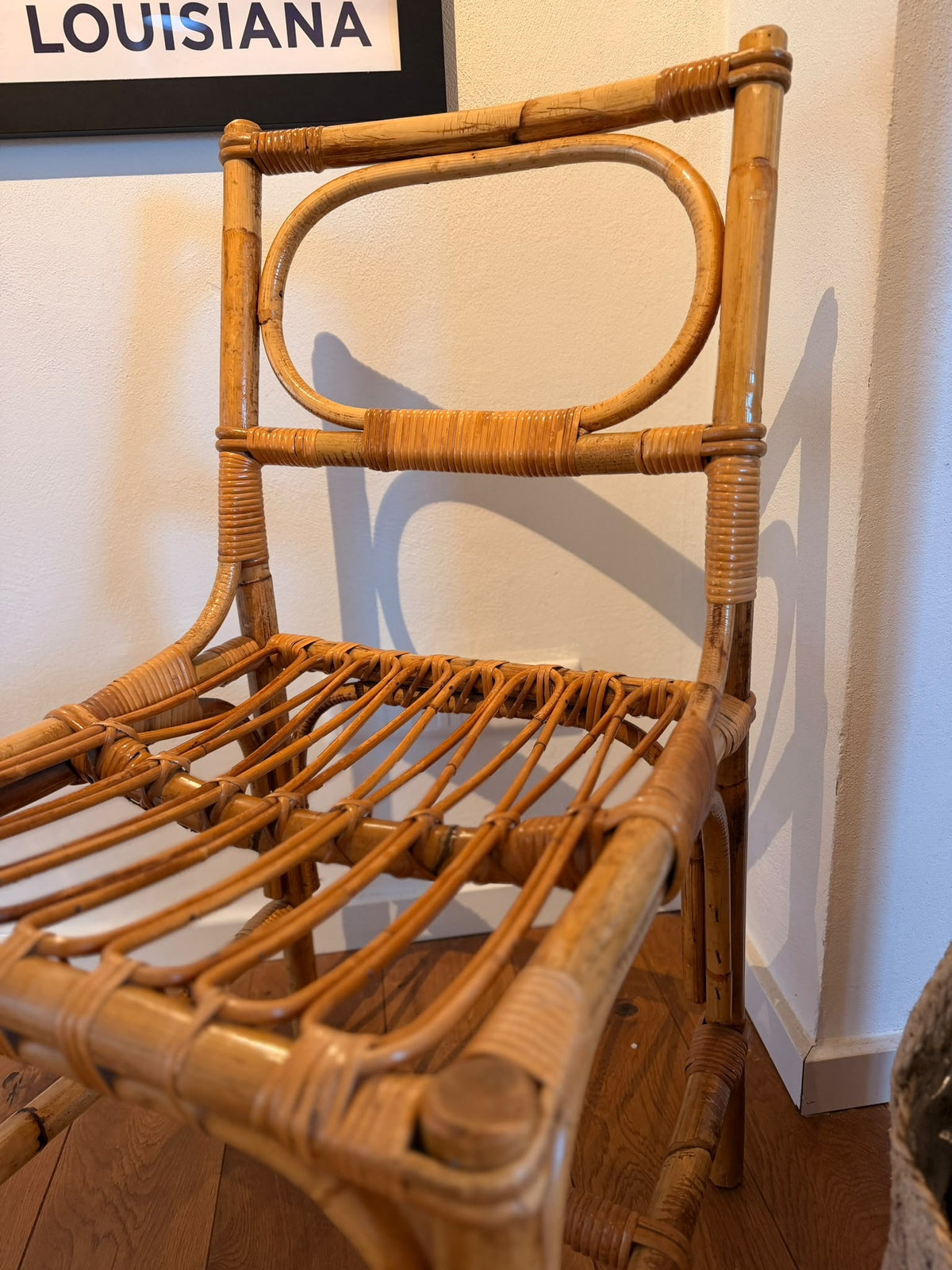 Italienischer Bambus- & Rattanstuhl | 1950er/1960er – Detailaufnahme 6