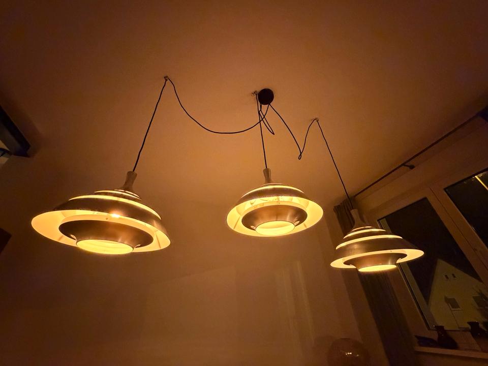 3er Set Hans-Agne Jakobsson Pendellampen Aluminium 60er Vintage – Ansicht 7