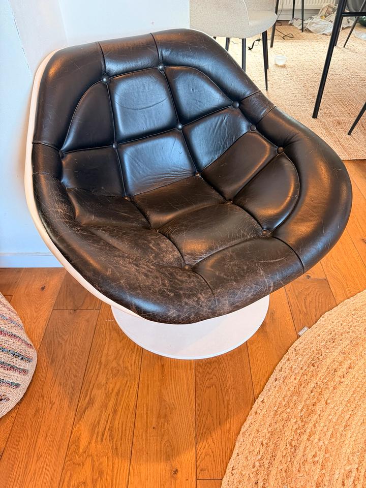 Vintage Space-Age Lounge Sessel 70er Fiberglas Leder Italien – Ansicht 7
