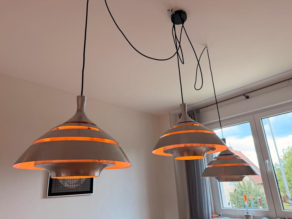 3er Set Hans-Agne Jakobsson Pendellampen Aluminium 60er Vintage – Ansicht 14