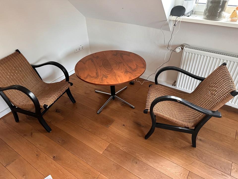 Vintage Nussbaum Lounge Tisch Sternfuß Mid Century Design – Ansicht 4