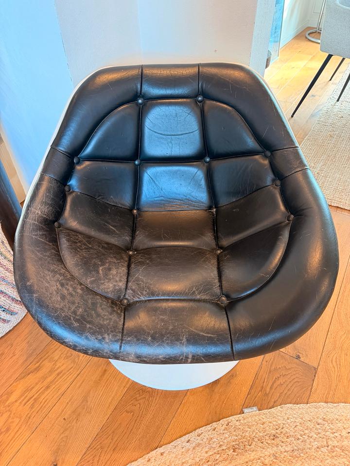 Vintage Space-Age Lounge Sessel 70er Fiberglas Leder Italien – Ansicht 2