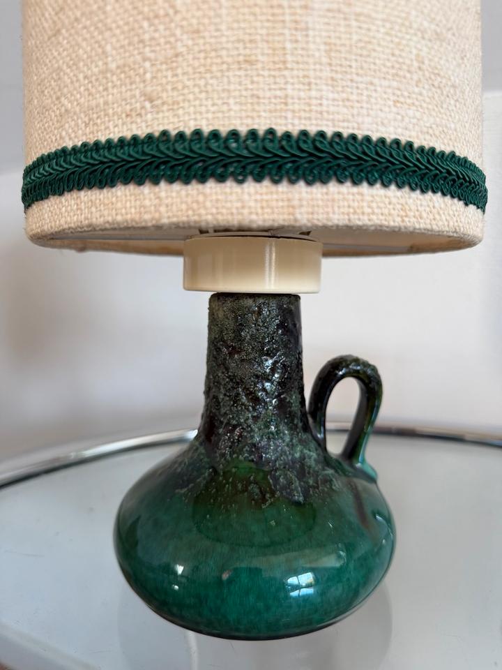 Vintage Fat Lava Tischlampe | Opalgrün Keramik | 60er 70er Jahre