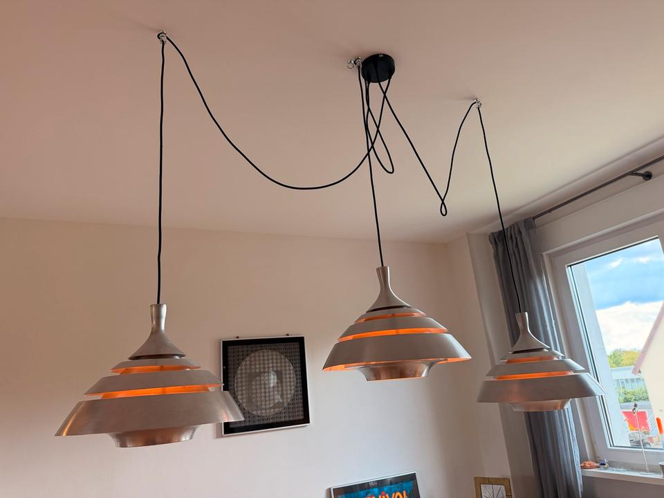 3er Set Hans-Agne Jakobsson Pendellampen Aluminium 60er Vintage – Ansicht 15