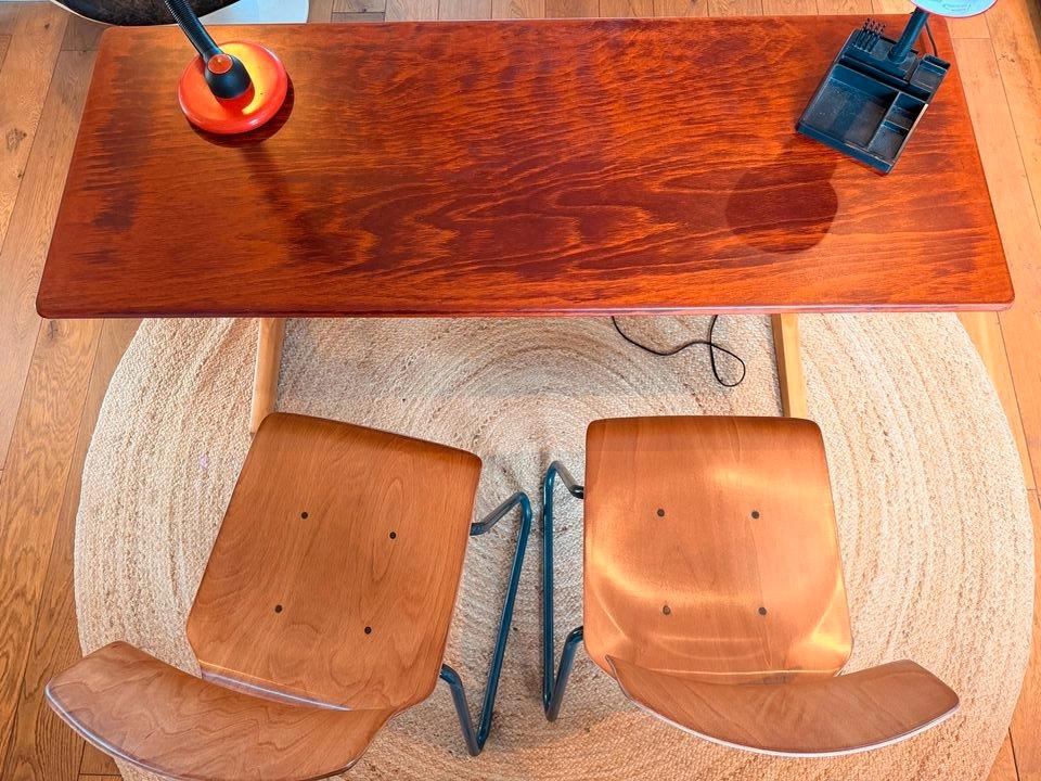 Vintage Casala Schreibtisch/Schulbank|  2 x Flötotto | Aufgearb. – Ansicht 13