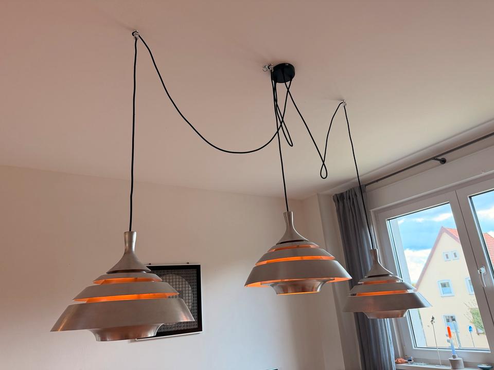 3er Set Hans-Agne Jakobsson Pendellampen Aluminium 60er Vintage – Ansicht 13