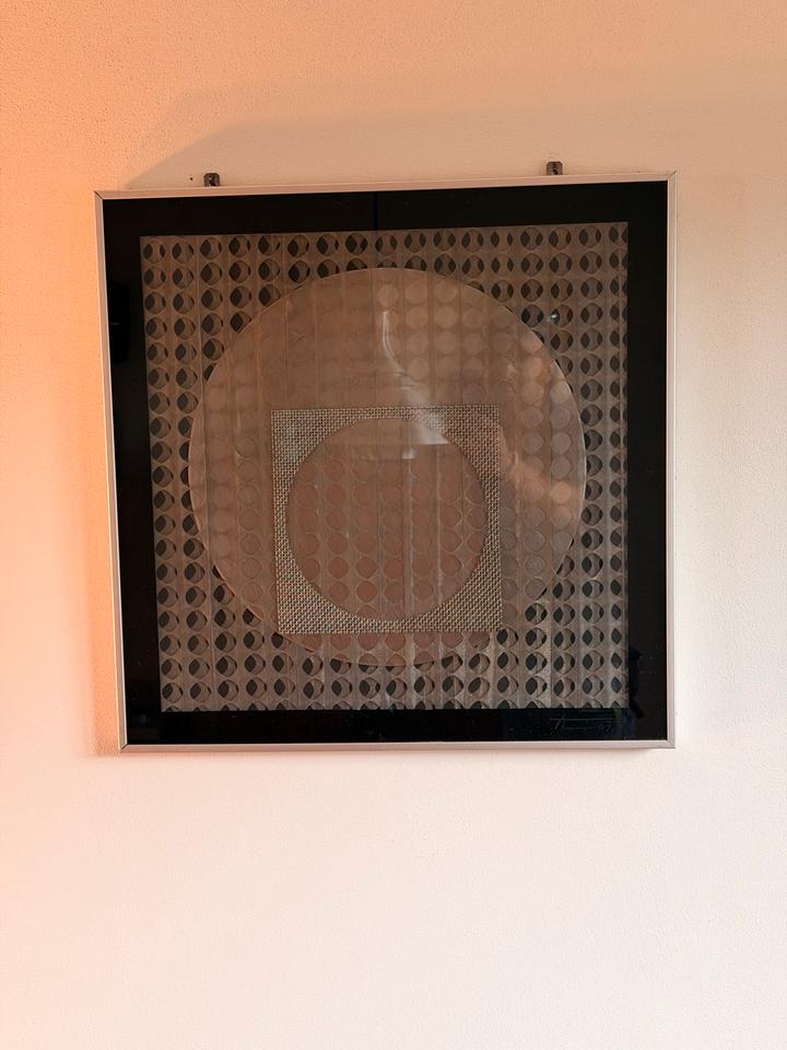Vintage Op Art Wandobjekt Moiré Metall 1972 + Vasarely Buch – Ansicht 7