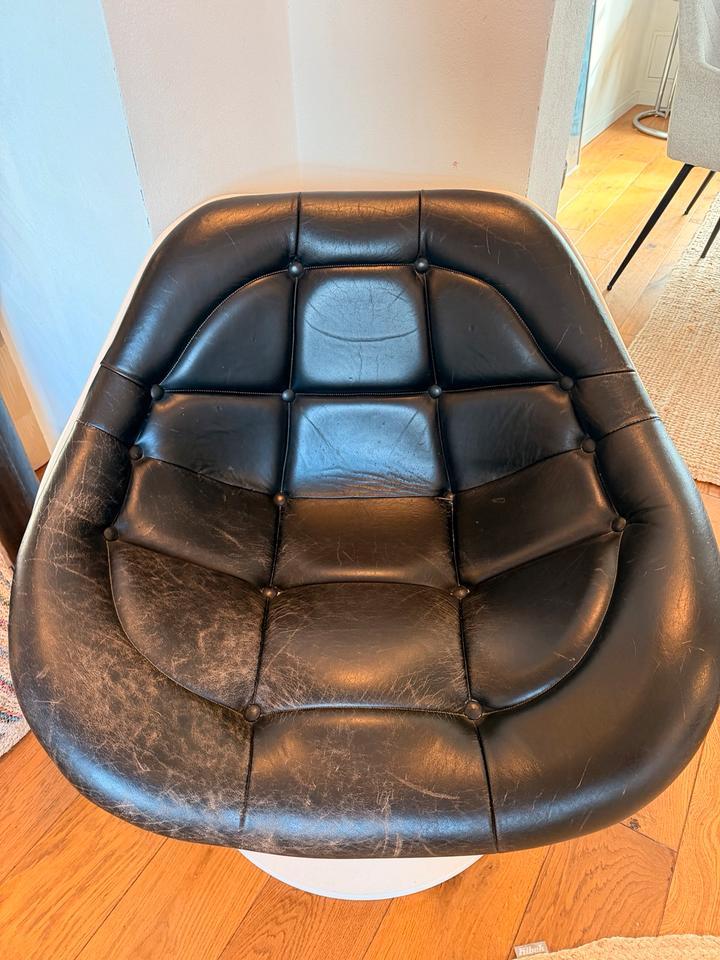 Vintage Space-Age Lounge Sessel 70er Fiberglas Leder Italien – Ansicht 3