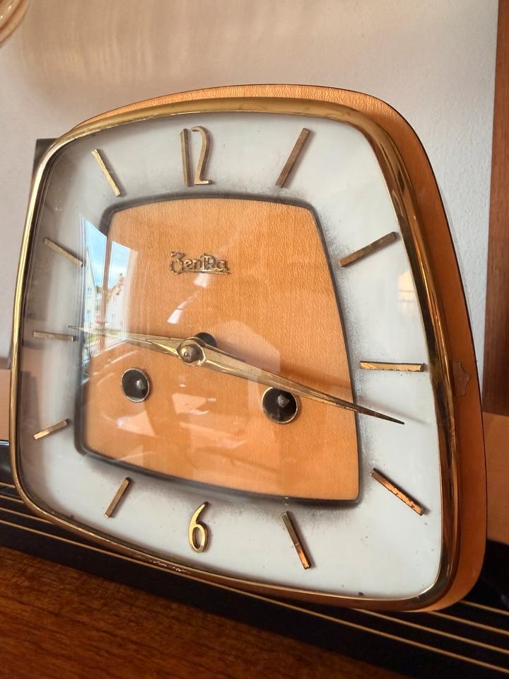 Vintage ZentRa Kaminuhr 50er Jahre Mid Century Design Hermle Werk – Ansicht 5