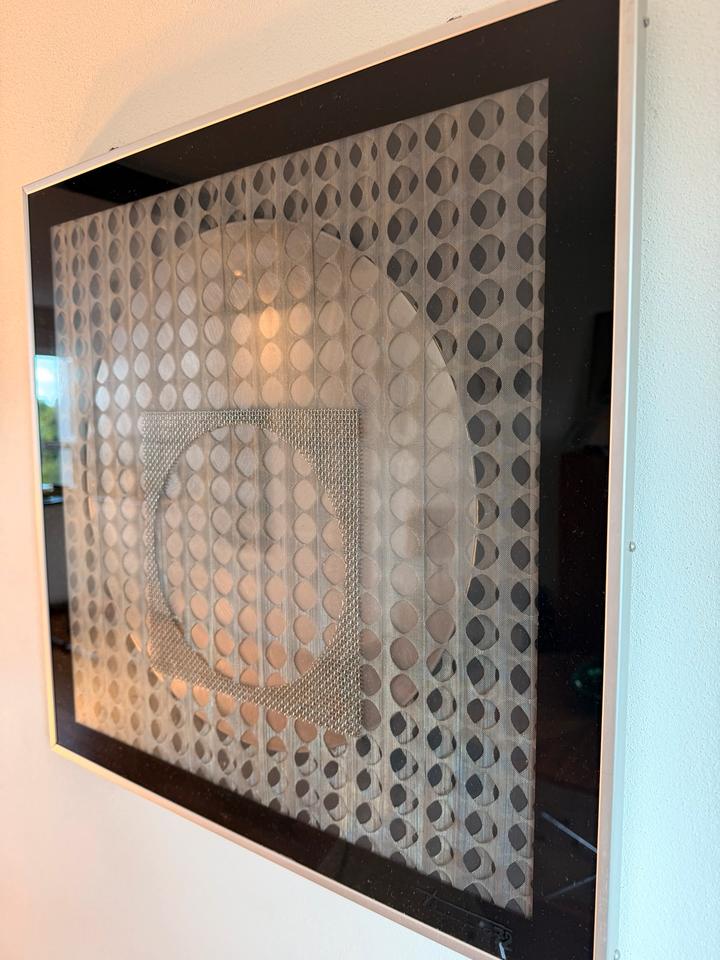 Vintage Op Art Wandobjekt Moiré Metall 1972 + Vasarely Buch – Ansicht 2