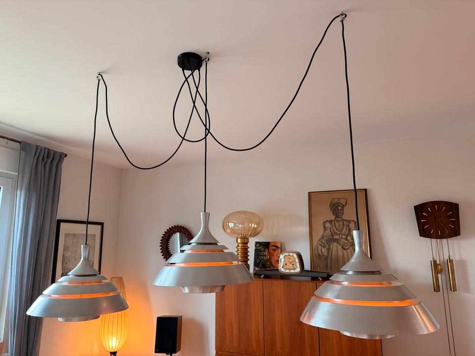 3er Set Hans-Agne Jakobsson Pendellampen Aluminium 60er Vintage – Ansicht 12