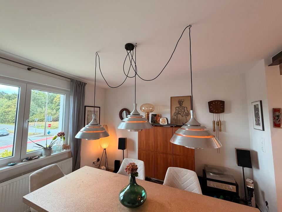 3er Set Hans-Agne Jakobsson Pendellampen Aluminium 60er Vintage – Ansicht 10