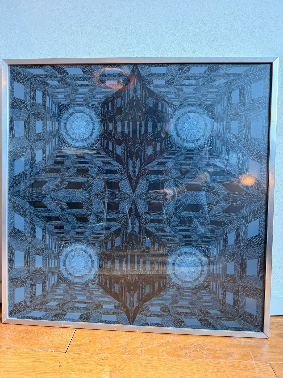 Gerahmte Op-Art-Grafik | 71 × 71 cm | 1970er – Gesamtansicht