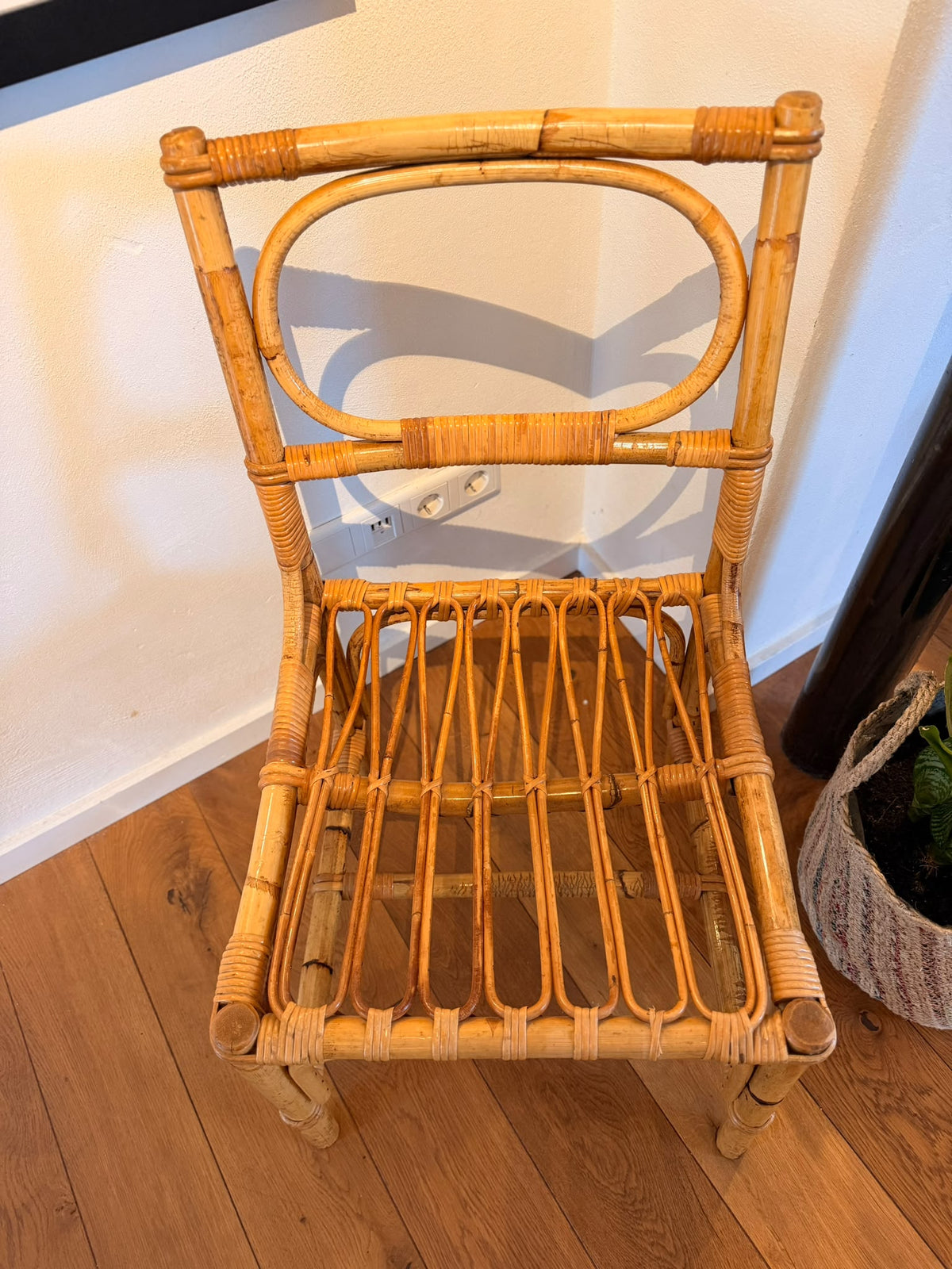 Italienischer Bambus- & Rattanstuhl | 1950er/1960er – Detailaufnahme 4