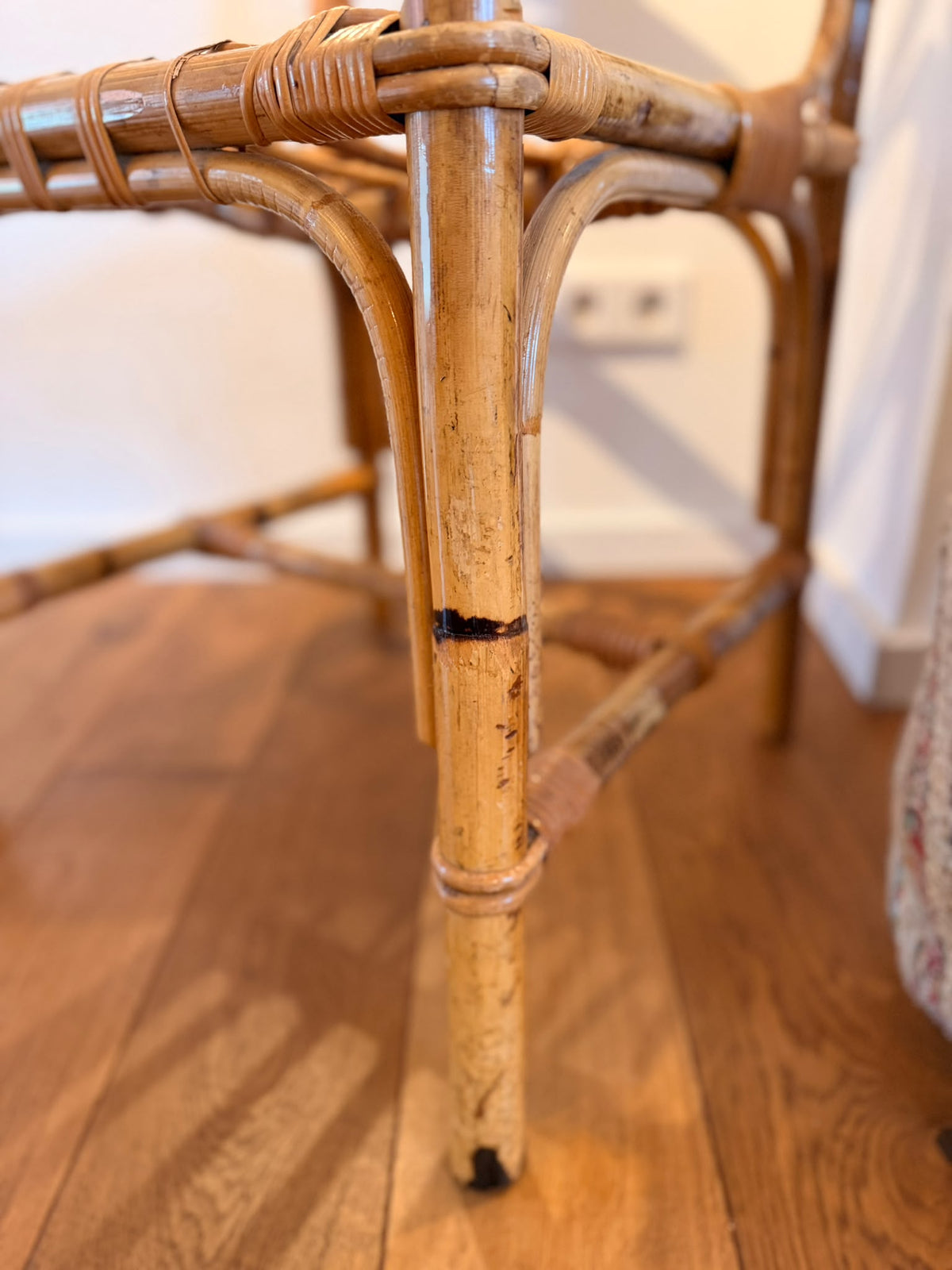 Italienischer Bambus- & Rattanstuhl | 1950er/1960er – Detailaufnahme 7