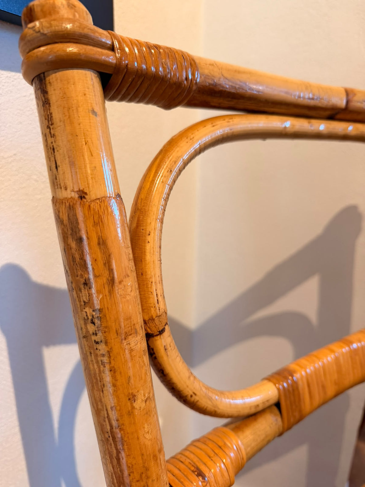 Italienischer Bambus- & Rattanstuhl | 1950er/1960er – Detailaufnahme 10
