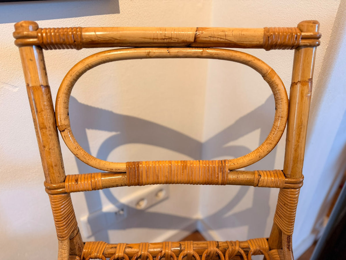 Italienischer Bambus- & Rattanstuhl | 1950er/1960er – Detailaufnahme 12