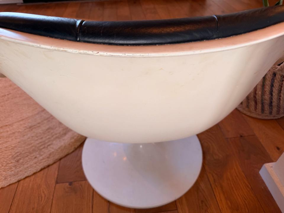 Vintage Space-Age Lounge Sessel 70er Fiberglas Leder Italien – Ansicht 11