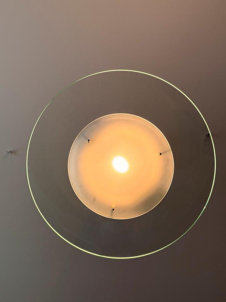 Vintage Honsel Hängelampe Glas 80er Jahre Postmodern UFO Design – Ansicht 2
