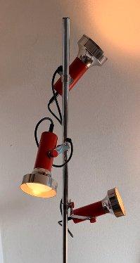 Vintage 70er Stehlampe Space Age 3 Spots Rot Chrom Mid Century