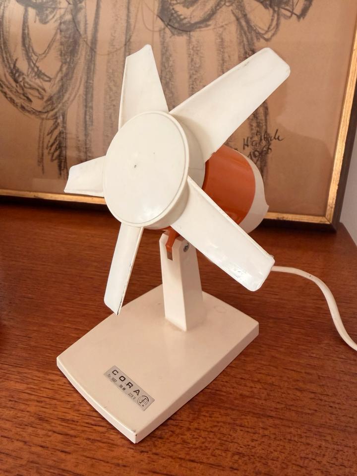 Vintage CORA Tischventilator 70er Jahre Orange Space Age Retro