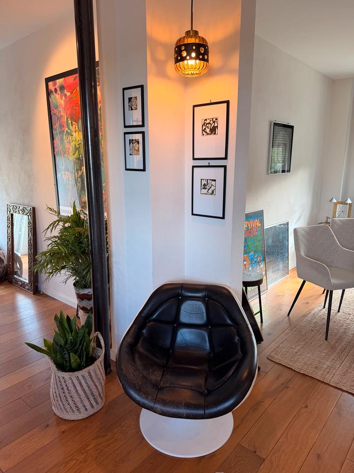Vintage Space-Age Lounge Sessel 70er Fiberglas Leder Italien – Ansicht 10