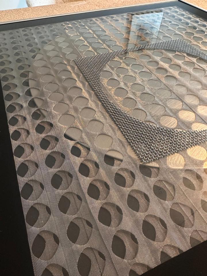 Vintage Op Art Wandobjekt Moiré Metall 1972 + Vasarely Buch – Ansicht 13